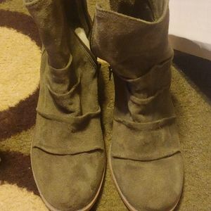 Olive suede boots size 9